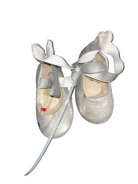 Baby Girls Silver Metallic Ballerina Shoes Size 7